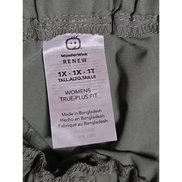 NWT WonderWink Scrubs Womens 1X Tall Olive Green Cargo Pants Drawstring - Picture 3 of 6